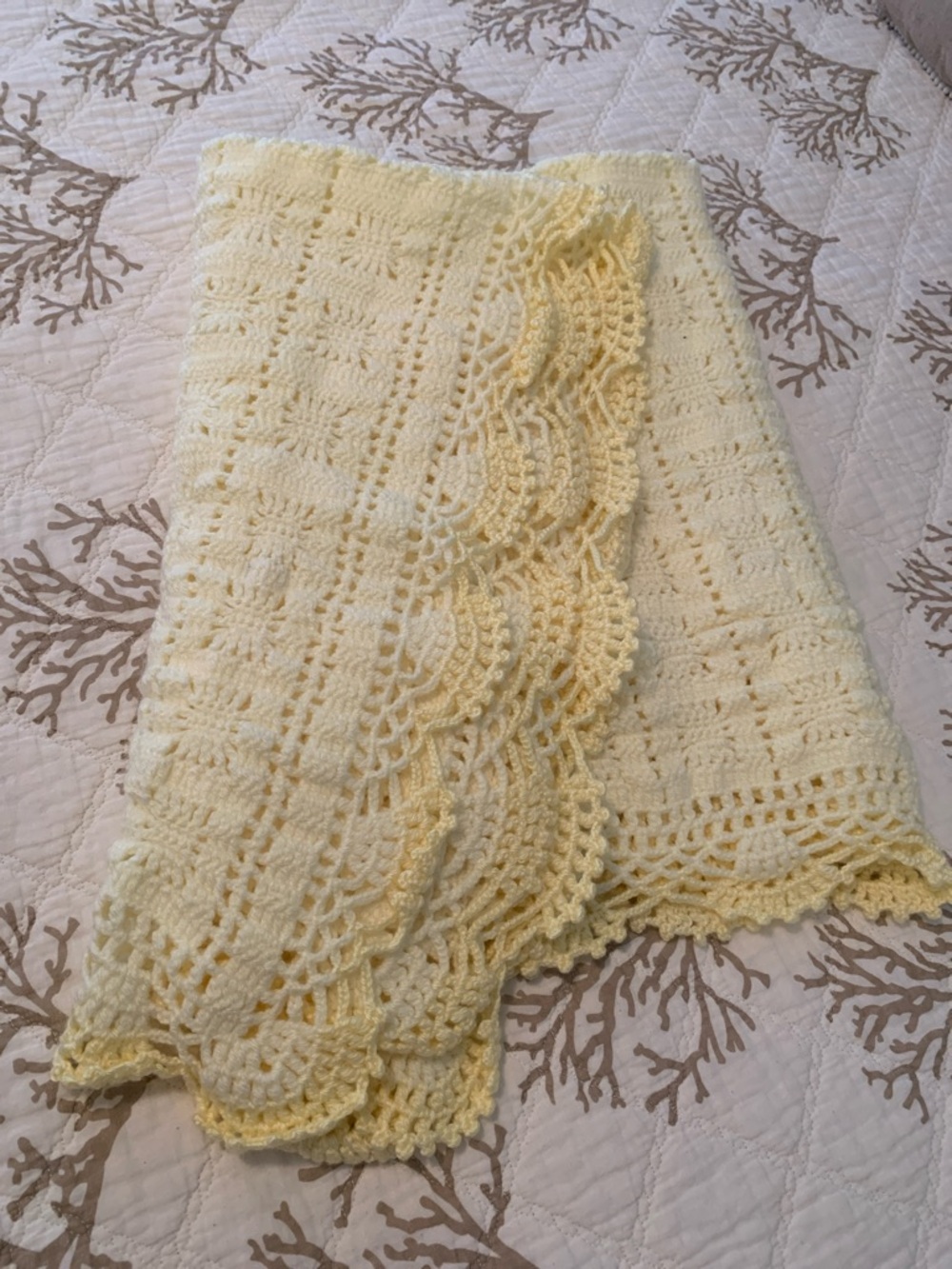 Hand Crochet/Knit Baby Throw/Blanket Gift Mellow Yellow